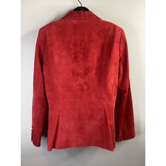 Liz Claiborne Brick Red Suede Blazer Jacket Womens Size L Flawed - Picture 7 of 9